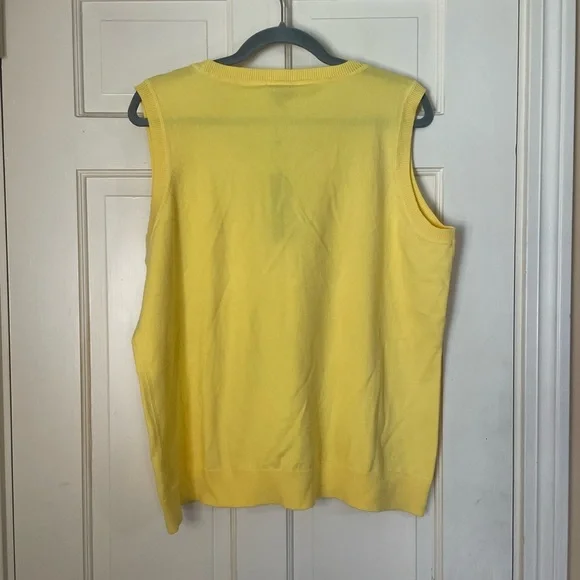 Talbots Sweater Vest Womens Yellow Pima Cotton Sleeveless Size 2X NWT - Picture 5 of 7